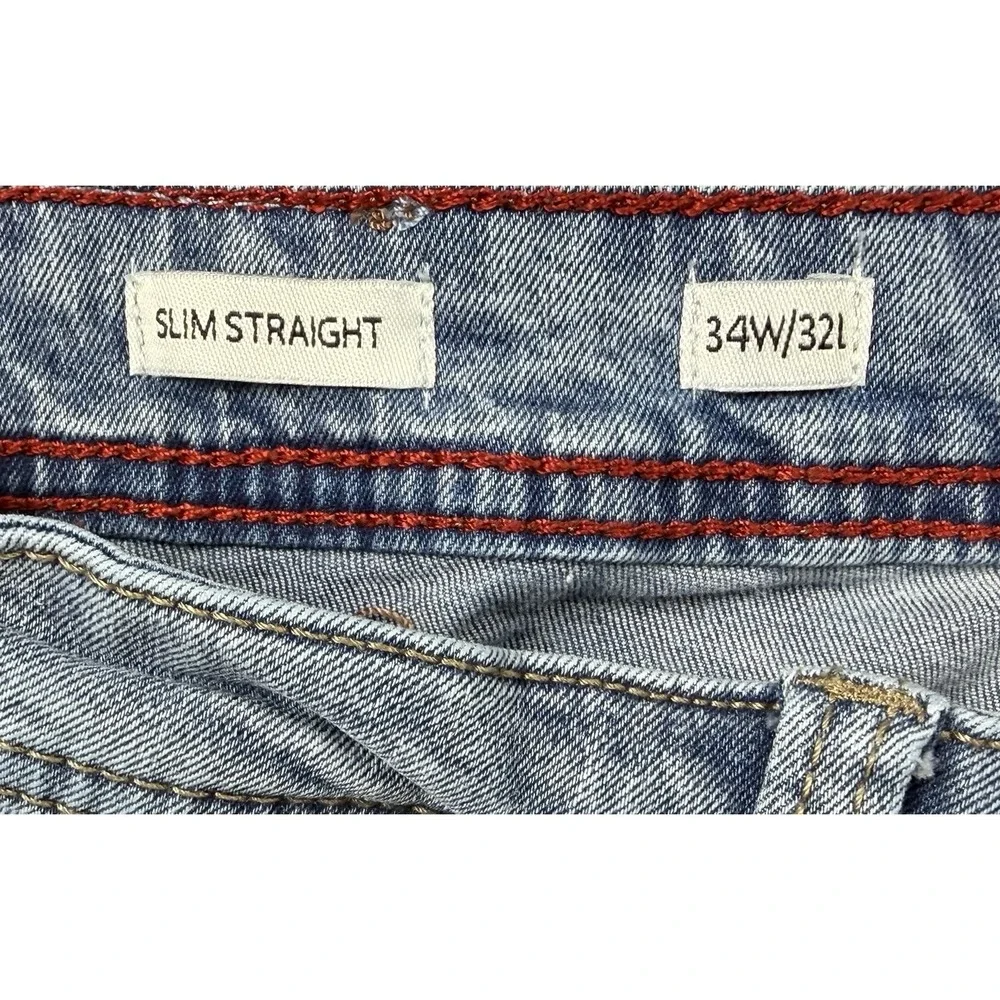 Artful Rebel Jeans Mens‎ 34x32 Light Wash Slim Straight Denim 5 Pocket Zip Fly